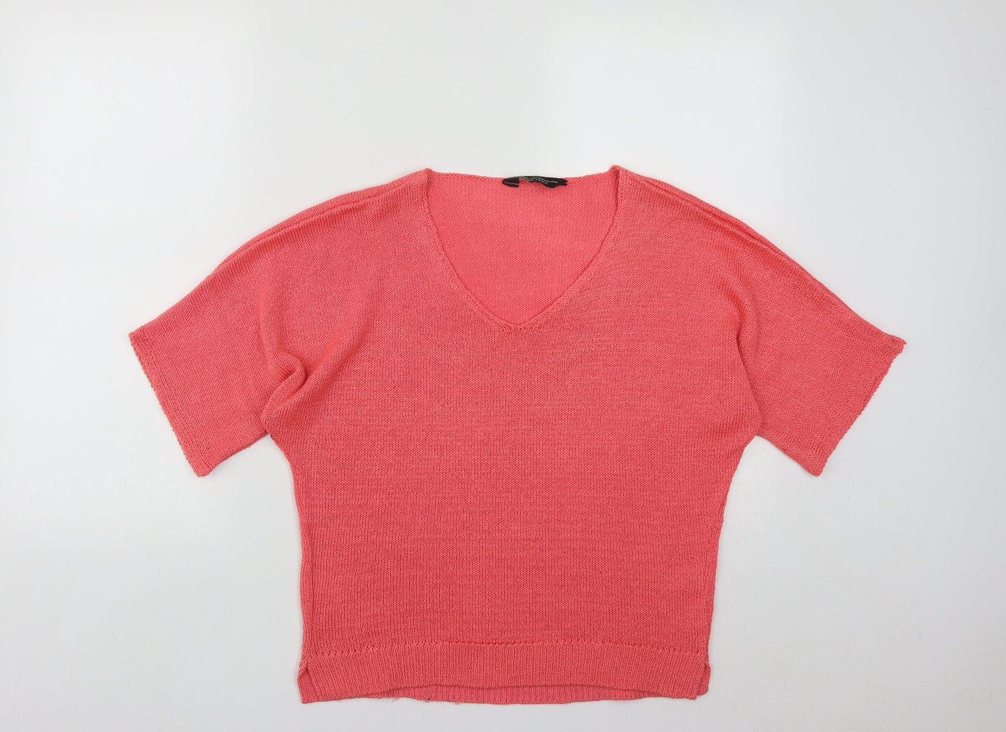 Dorothy Perkins Womens Pink V-Neck  Acrylic Pullover Jumper Size 12