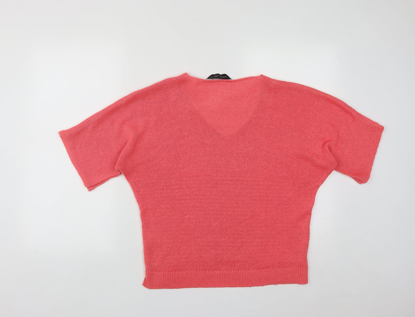 Dorothy Perkins Womens Pink V-Neck  Acrylic Pullover Jumper Size 12