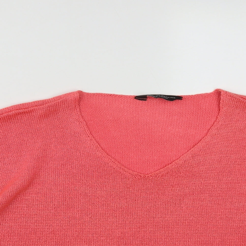 Dorothy Perkins Womens Pink V-Neck  Acrylic Pullover Jumper Size 12