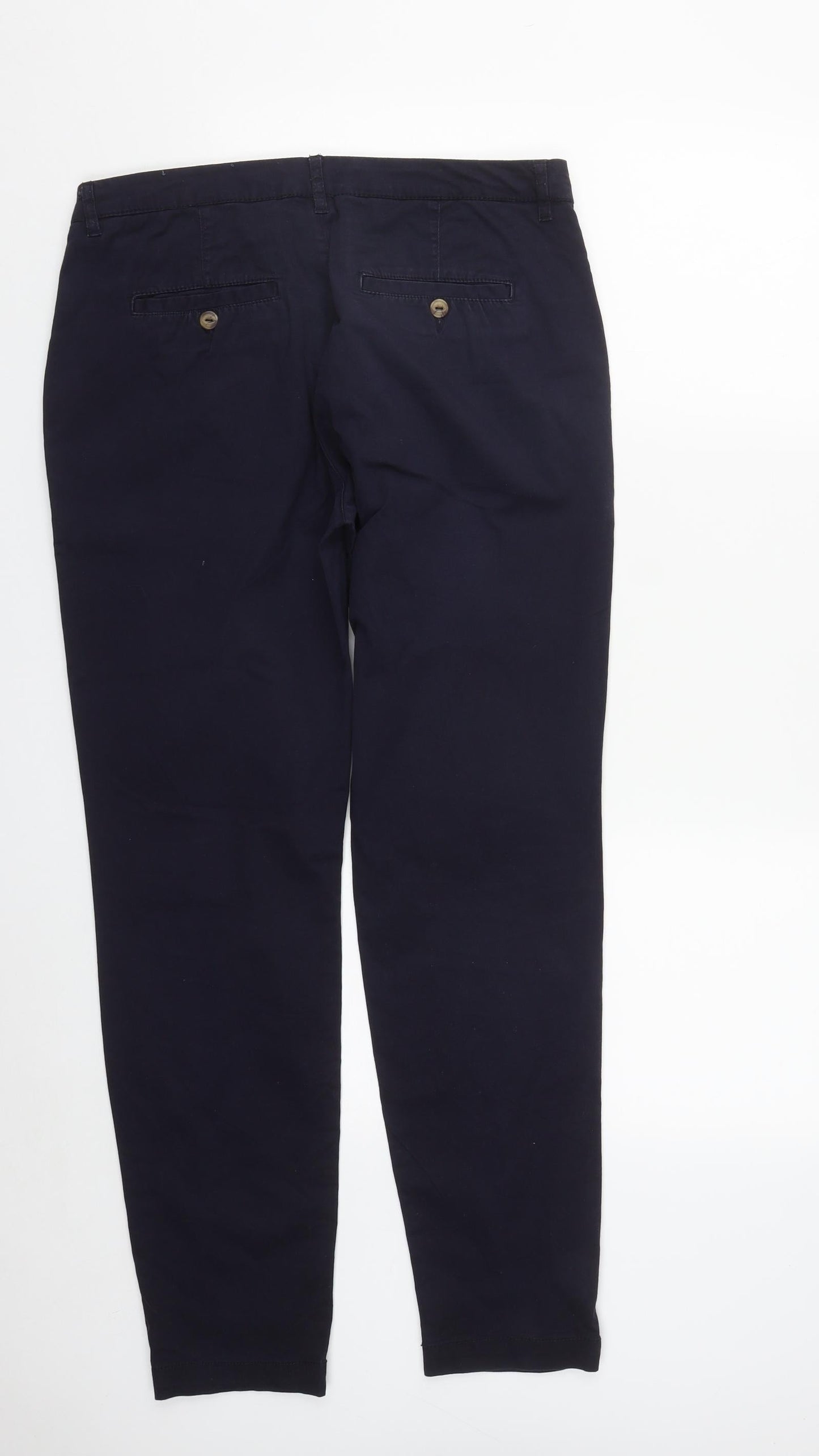 H&M Womens Blue  Cotton Trousers  Size 10 L30 in Regular Zip