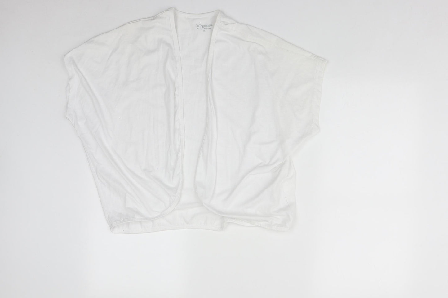 BEING CASUAL Womens White V-Neck  Polyester Shrug Jumper Size 18