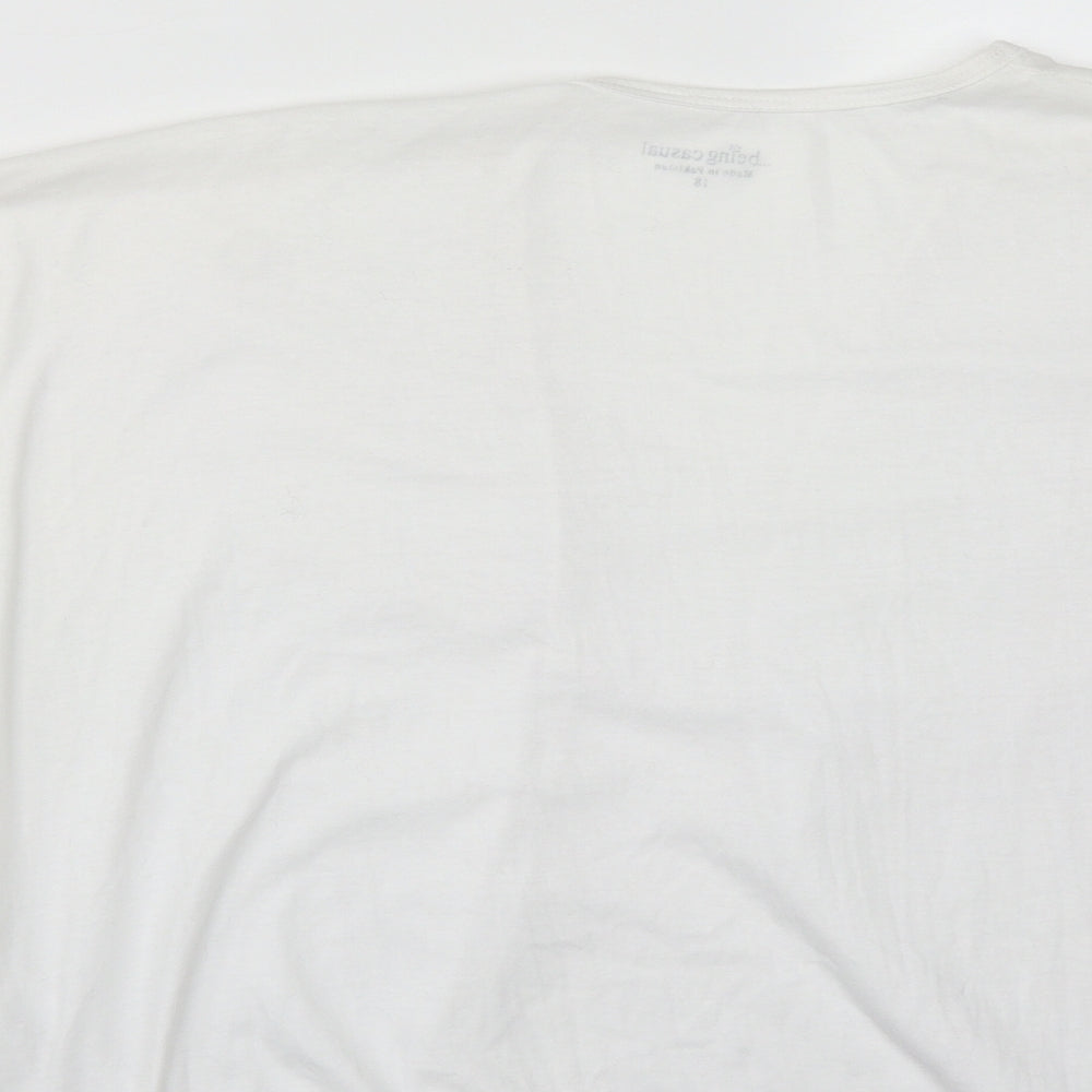 BEING CASUAL Womens White V-Neck  Polyester Shrug Jumper Size 18