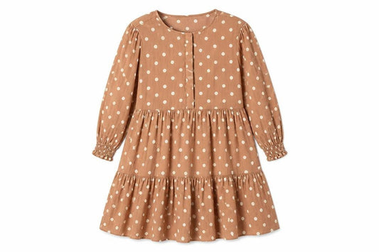 F&F Womens Brown Polka Dot Viscose Fit & Flare  Size 10  Round Neck Button
