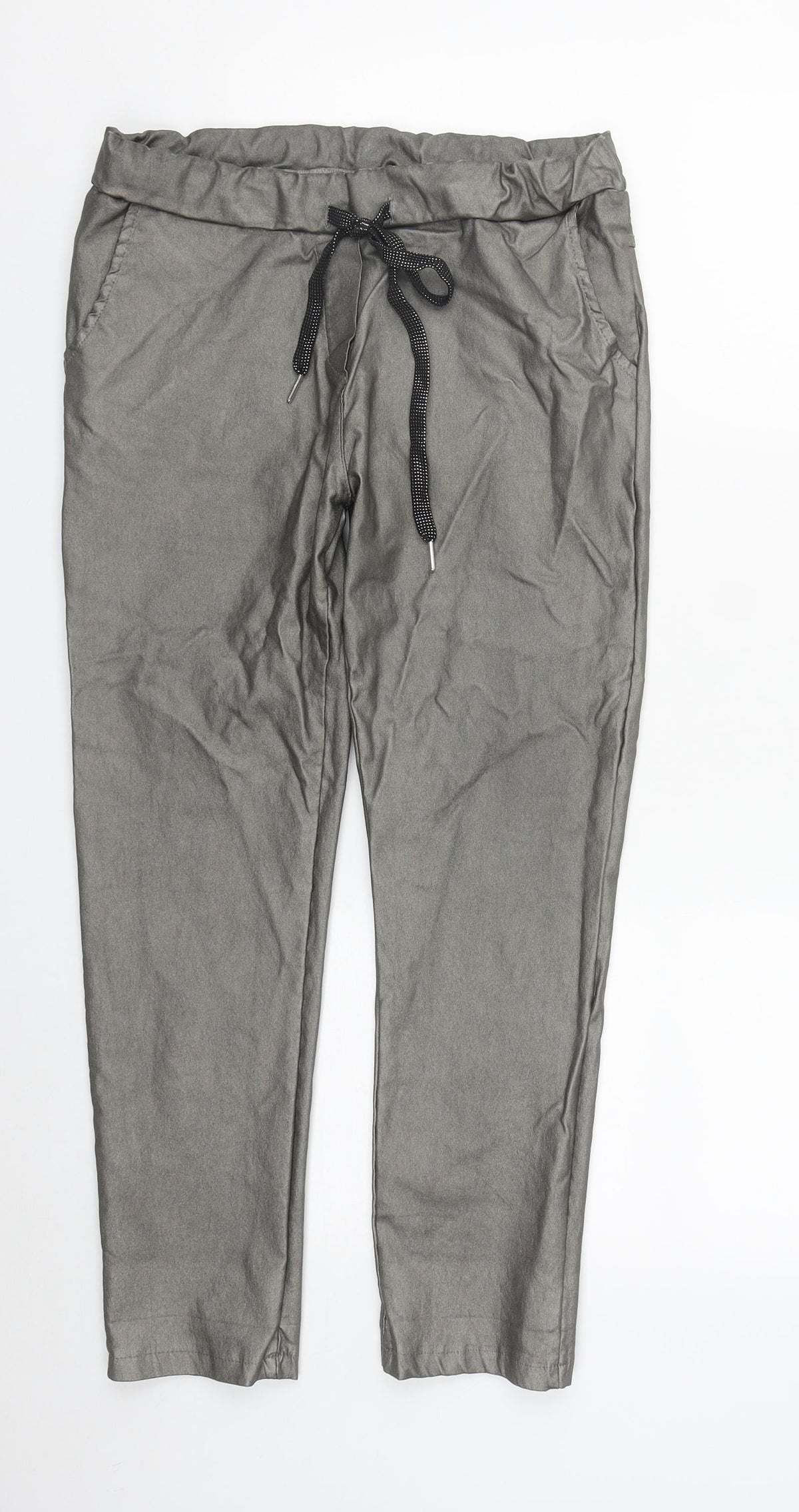 Preworn Womens Silver  Viscose Sweatpants Trousers Size 28 in L26 in Regular Drawstring
