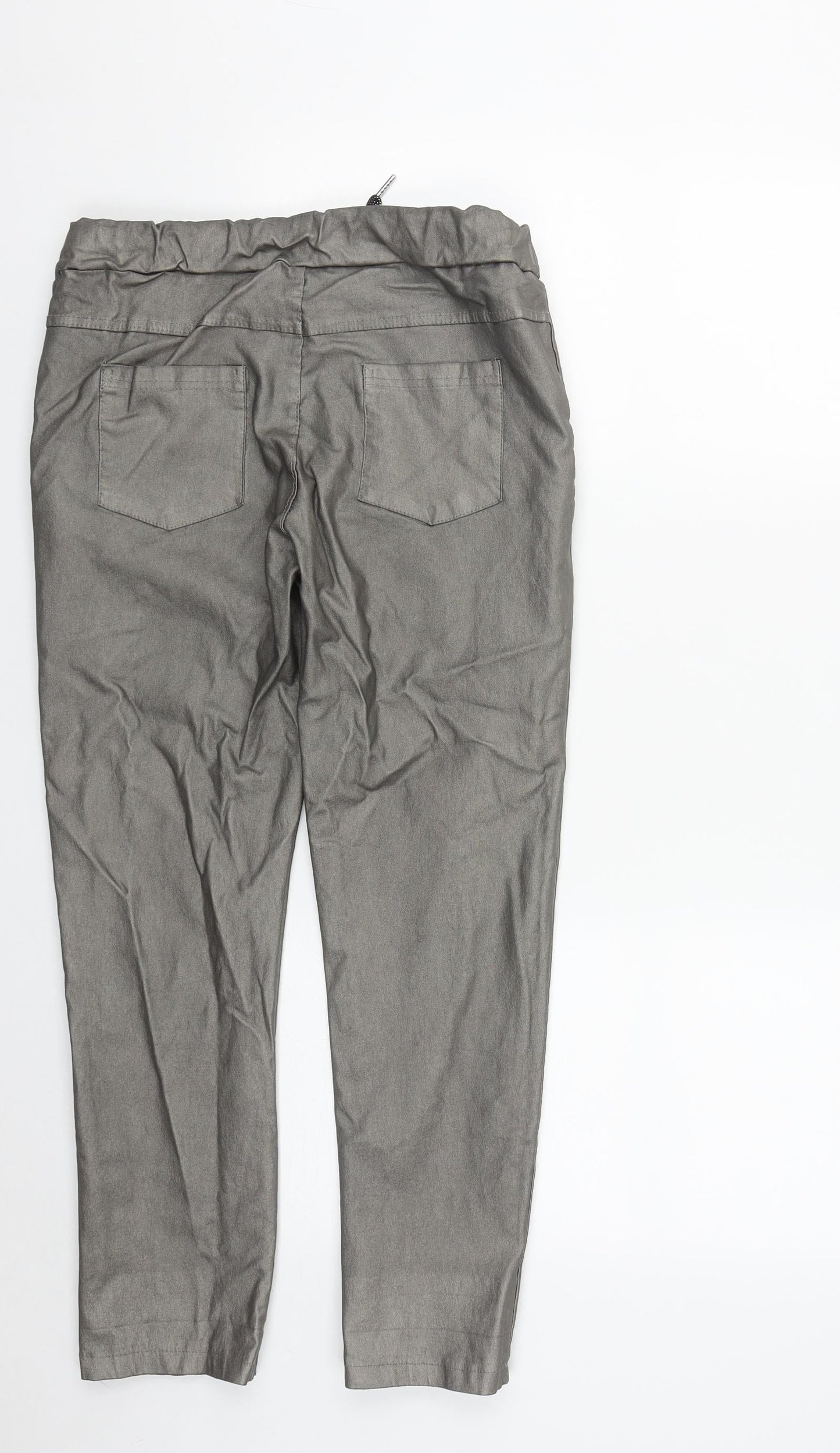 Preworn Womens Silver  Viscose Sweatpants Trousers Size 28 in L26 in Regular Drawstring