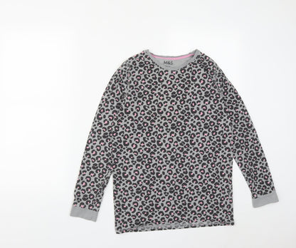 Marks & Spencer Girls Grey Geometric Cotton Pullover Sweatshirt Size 12-13 Years