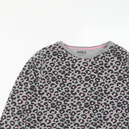 Marks & Spencer Girls Grey Geometric Cotton Pullover Sweatshirt Size 12-13 Years