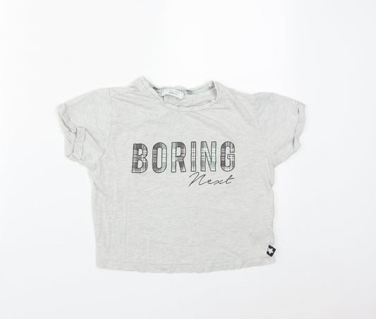 New Look Girls Grey  Cotton Cropped T-Shirt Size S Round Neck  - Boring Next
