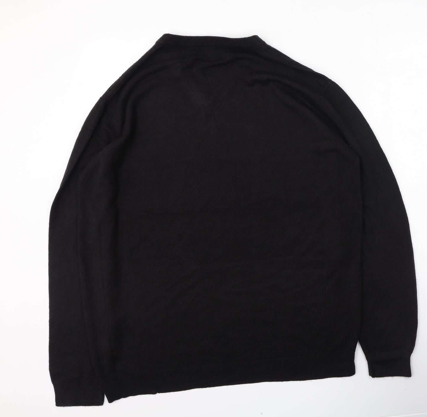 Bling Mens Black V-Neck  Polyester Pullover Jumper Size 2XL
