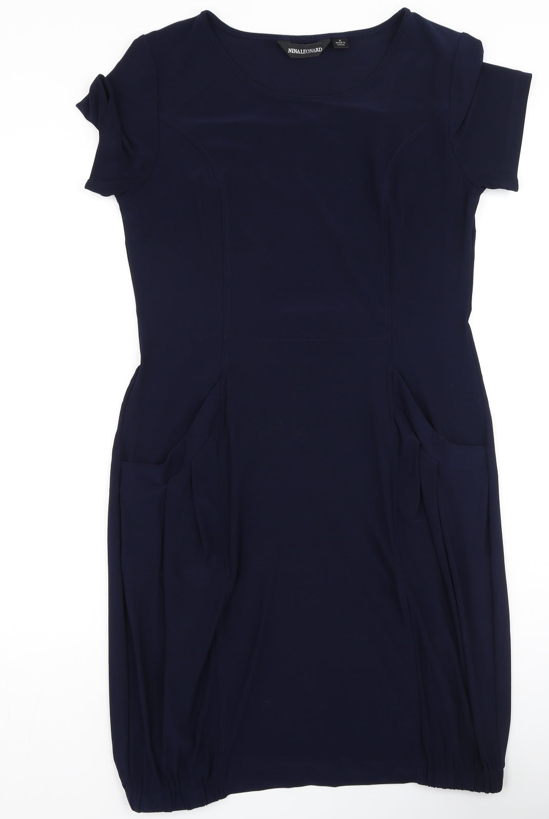 Nina Leonard Womens Blue  Polyester Bodycon  Size M  Round Neck