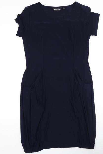 Nina Leonard Womens Blue  Polyester Bodycon  Size M  Round Neck