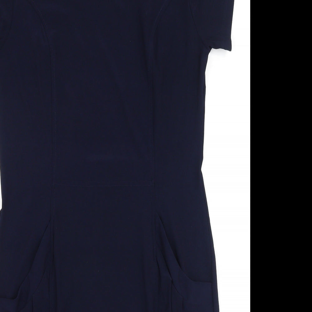 Nina Leonard Womens Blue  Polyester Bodycon  Size M  Round Neck