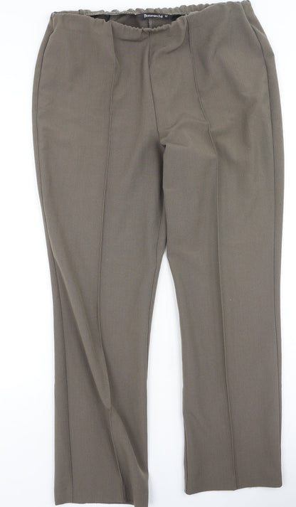 Preloved Bonmarché Womens Brown  Polyester Trousers  Size 12 L29 in Regular - Front