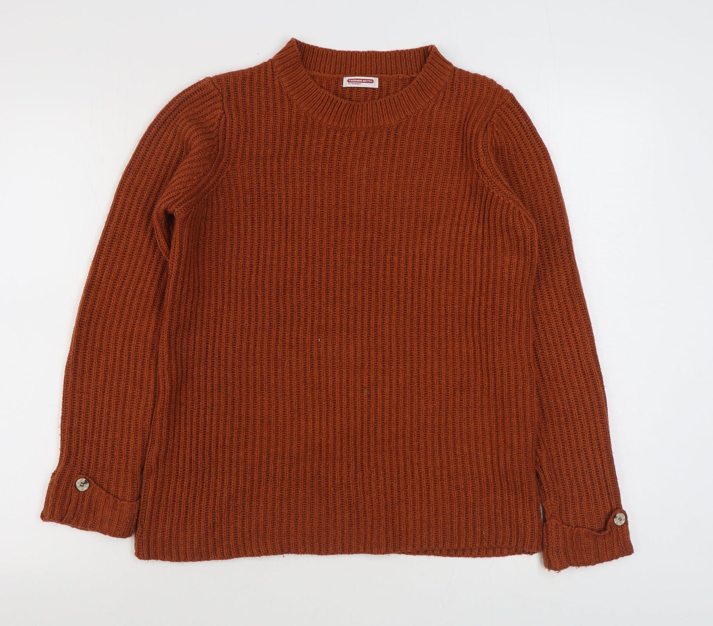 Damaet Womens Orange Round Neck  Acrylic Pullover Jumper Size 10