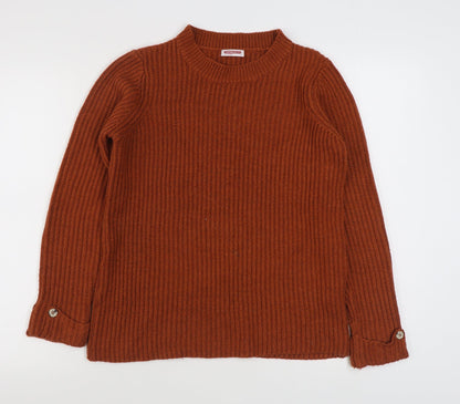 Damaet Womens Orange Round Neck  Acrylic Pullover Jumper Size 10