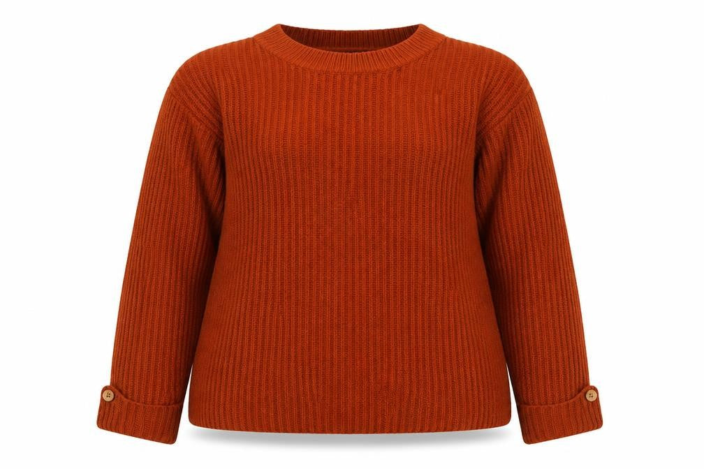 Damaet Womens Orange Round Neck  Acrylic Pullover Jumper Size 10
