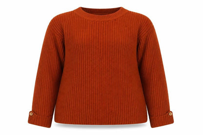 Damaet Womens Orange Round Neck  Acrylic Pullover Jumper Size 10
