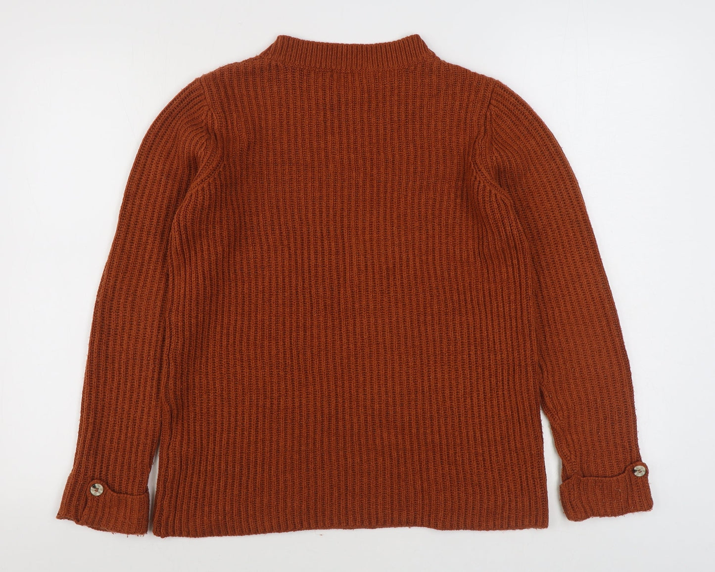 Damaet Womens Orange Round Neck  Acrylic Pullover Jumper Size 10