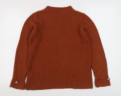 Damaet Womens Orange Round Neck  Acrylic Pullover Jumper Size 10