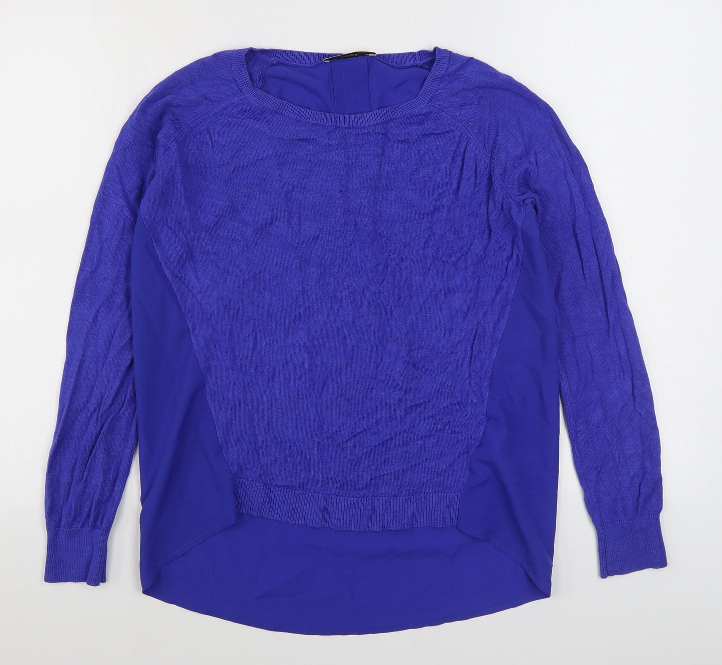 Oasis Womens Blue Boat Neck  Viscose Pullover Jumper Size S