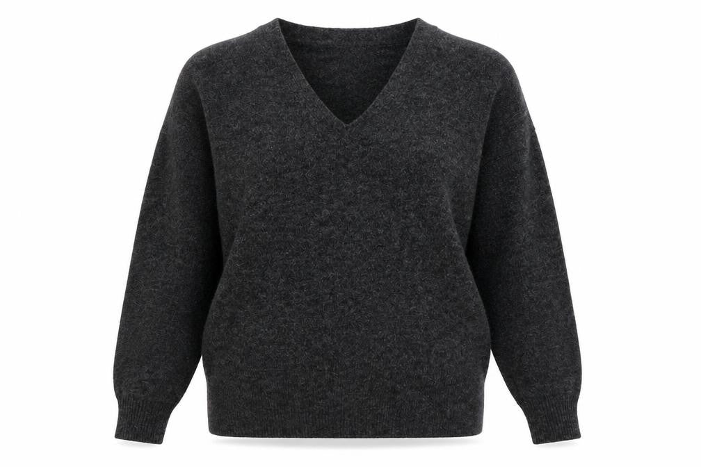 H&M Womens Grey V-Neck  Polyester Pullover Jumper Size S