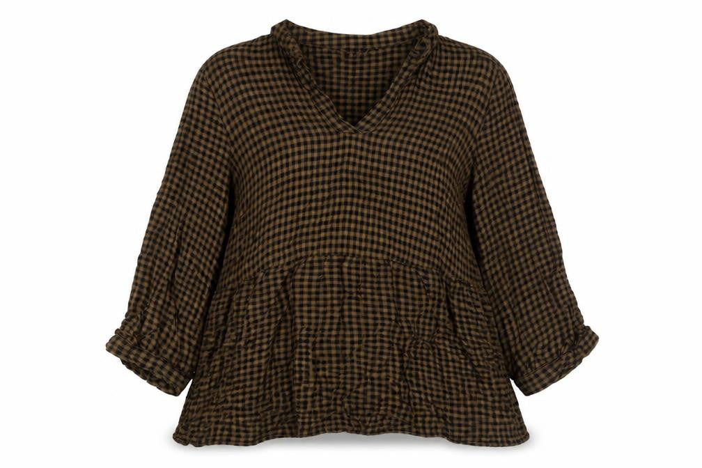 George Womens Blue Check Viscose Basic Blouse Size 10 V-Neck