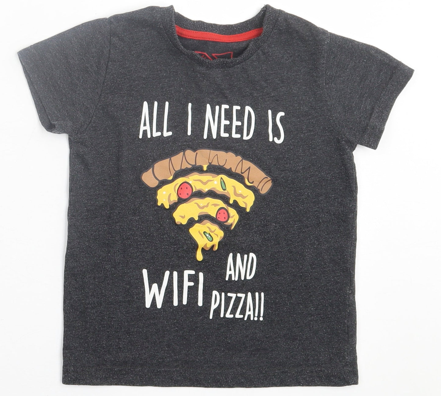 Matalan Boys Grey  Cotton Basic T-Shirt Size 4 Years Crew Neck Pullover