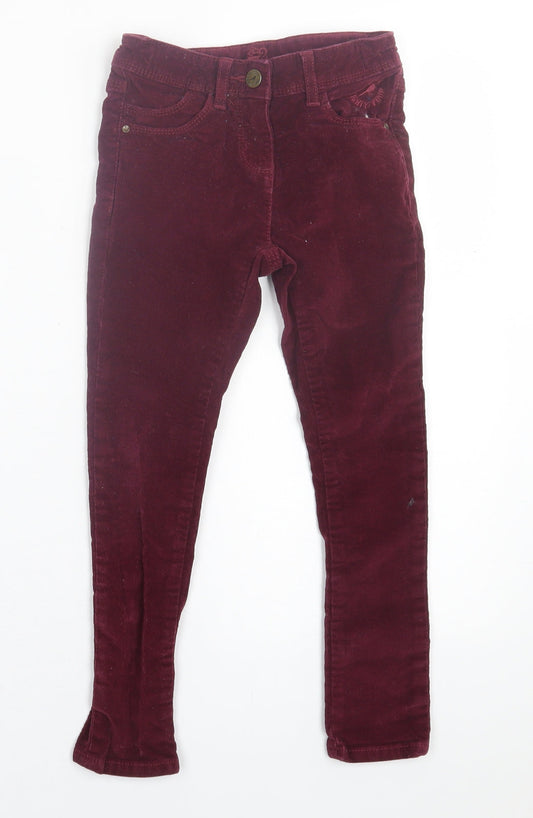 Marks and Spencer Girls Purple  Cotton Capri Trousers Size 5-6 Years  Regular Button