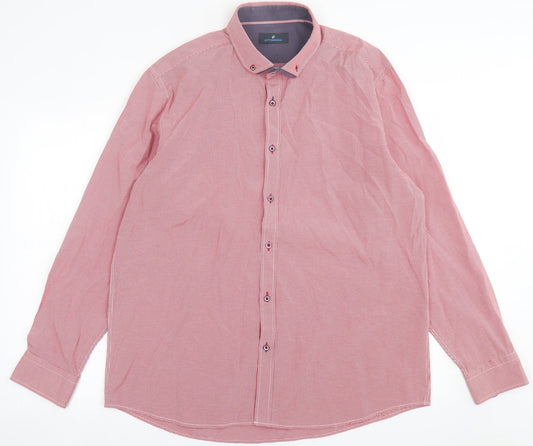 Ottomoda Mens Red Plaid Cotton  Button-Up Size 2XL Collared Button