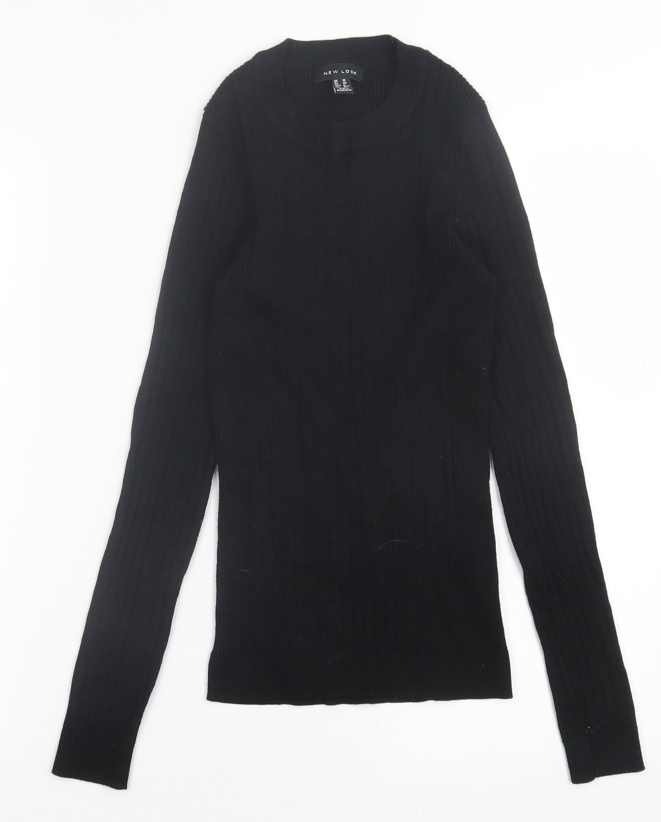 New Look Womens Black Crew Neck  Viscose Pullover Jumper Size 10