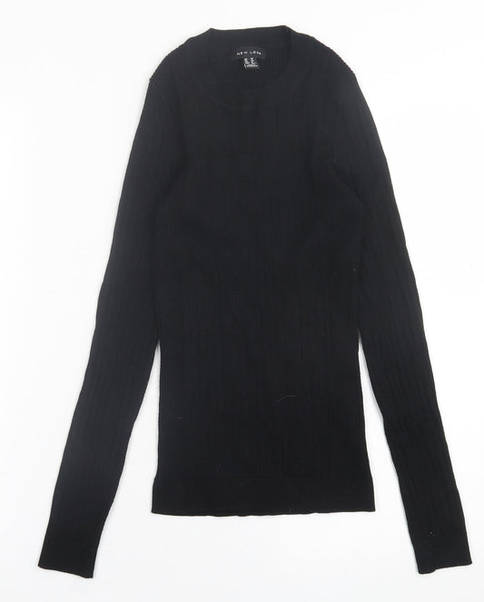 New Look Womens Black Crew Neck  Viscose Pullover Jumper Size 10