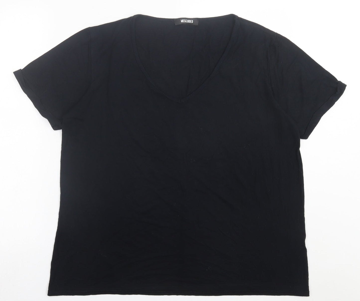Missguided Womens Black  Viscose Basic T-Shirt Size 12 V-Neck