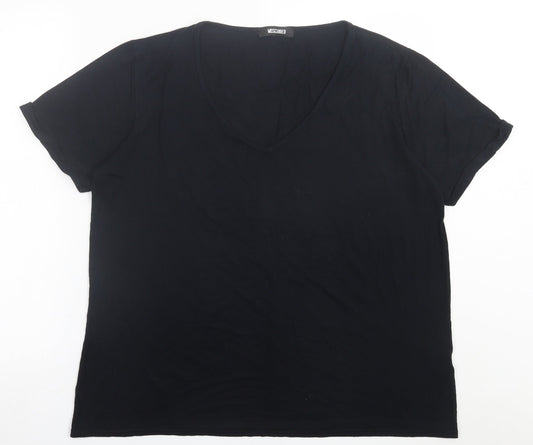 Missguided Womens Black  Viscose Basic T-Shirt Size 12 V-Neck