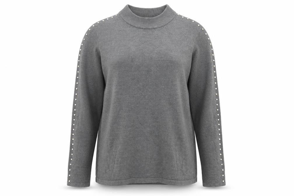 Classic Womens Grey Crew Neck  Acrylic Pullover Jumper Size 14