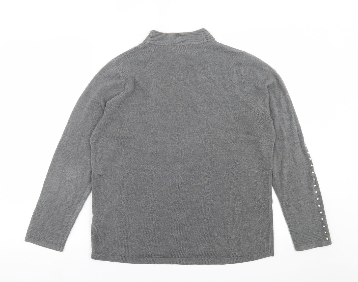 Classic Womens Grey Crew Neck  Acrylic Pullover Jumper Size 14