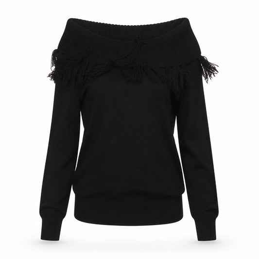 F&F Womens Black  Acrylic Basic T-Shirt Size 10 High Neck