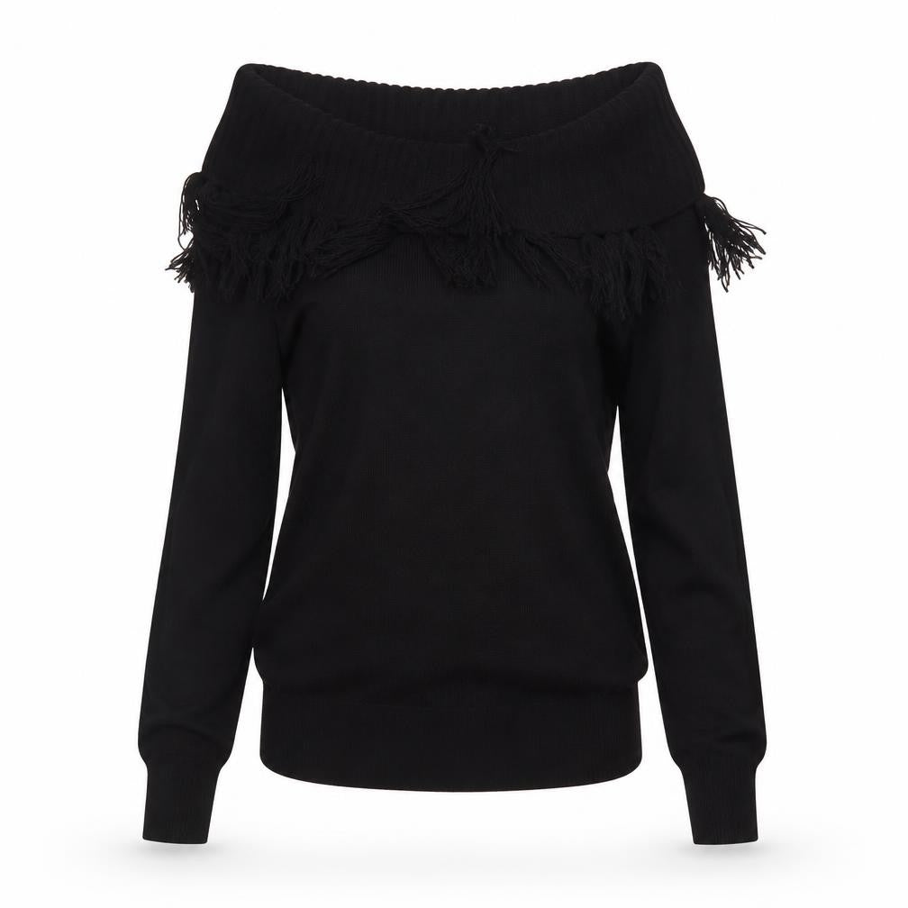 F&F Womens Black  Acrylic Basic T-Shirt Size 10 High Neck