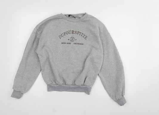 SheIn Womens Grey  Polyester Henley Sweatshirt Size S