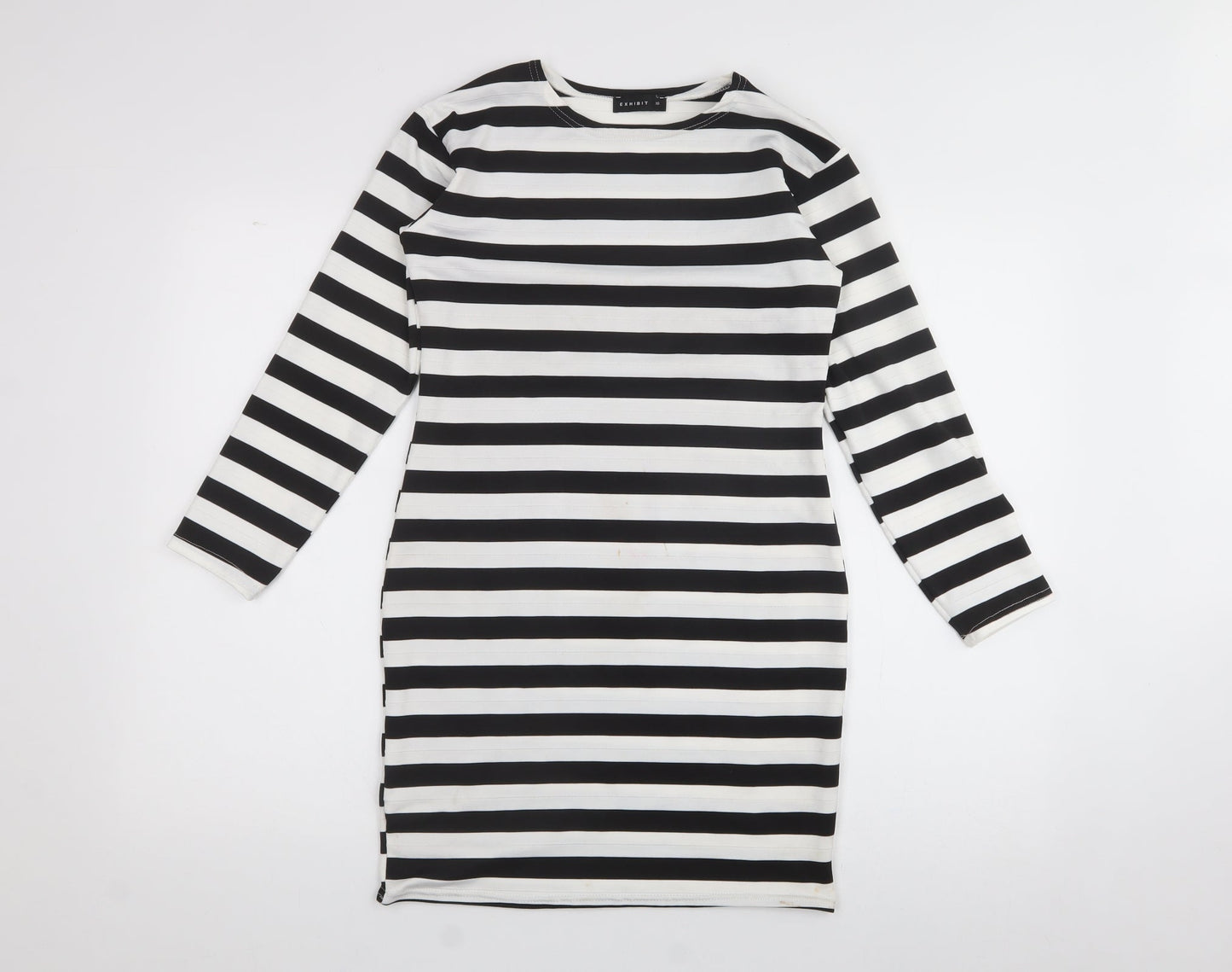 Exhibit  Womens White  Polyester A-Line  Size 10  Crew Neck