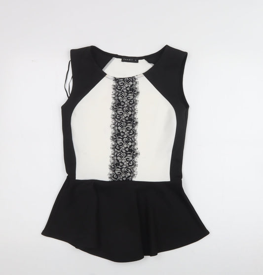 Exhibit  Womens Black  Polyester Basic T-Shirt Size 10 Scoop Neck