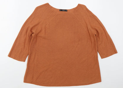 Mango Womens Orange Boat Neck  Acrylic Pullover Jumper Size S