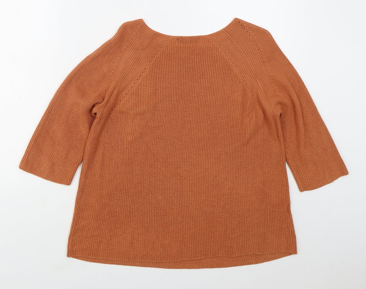Mango Womens Orange Boat Neck  Acrylic Pullover Jumper Size S