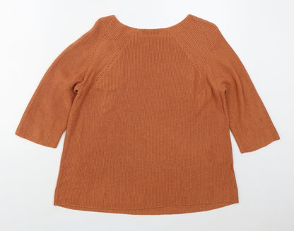 Mango Womens Orange Boat Neck  Acrylic Pullover Jumper Size S