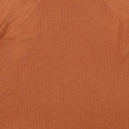 Mango Womens Orange Boat Neck  Acrylic Pullover Jumper Size S
