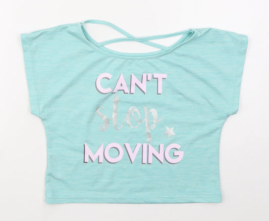Preworn Womens Blue  Polyester Cropped T-Shirt Size S Boat Neck - Can't Stop Moving