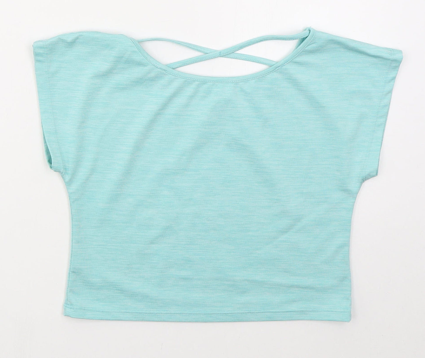 Preworn Womens Blue  Polyester Cropped T-Shirt Size S Boat Neck - Can't Stop Moving