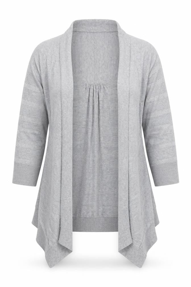 F&F Womens Grey V-Neck Striped Cotton Cardigan Jumper Size 8