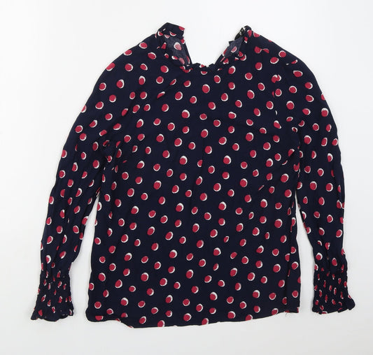 TU Womens Blue Geometric Viscose Basic Blouse Size 10 Round Neck