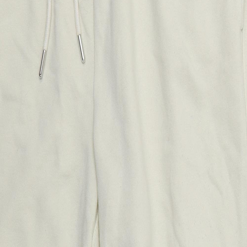 Zara Womens Ivory  Cotton Sweatpants Trousers Size L L25 in Regular Drawstring