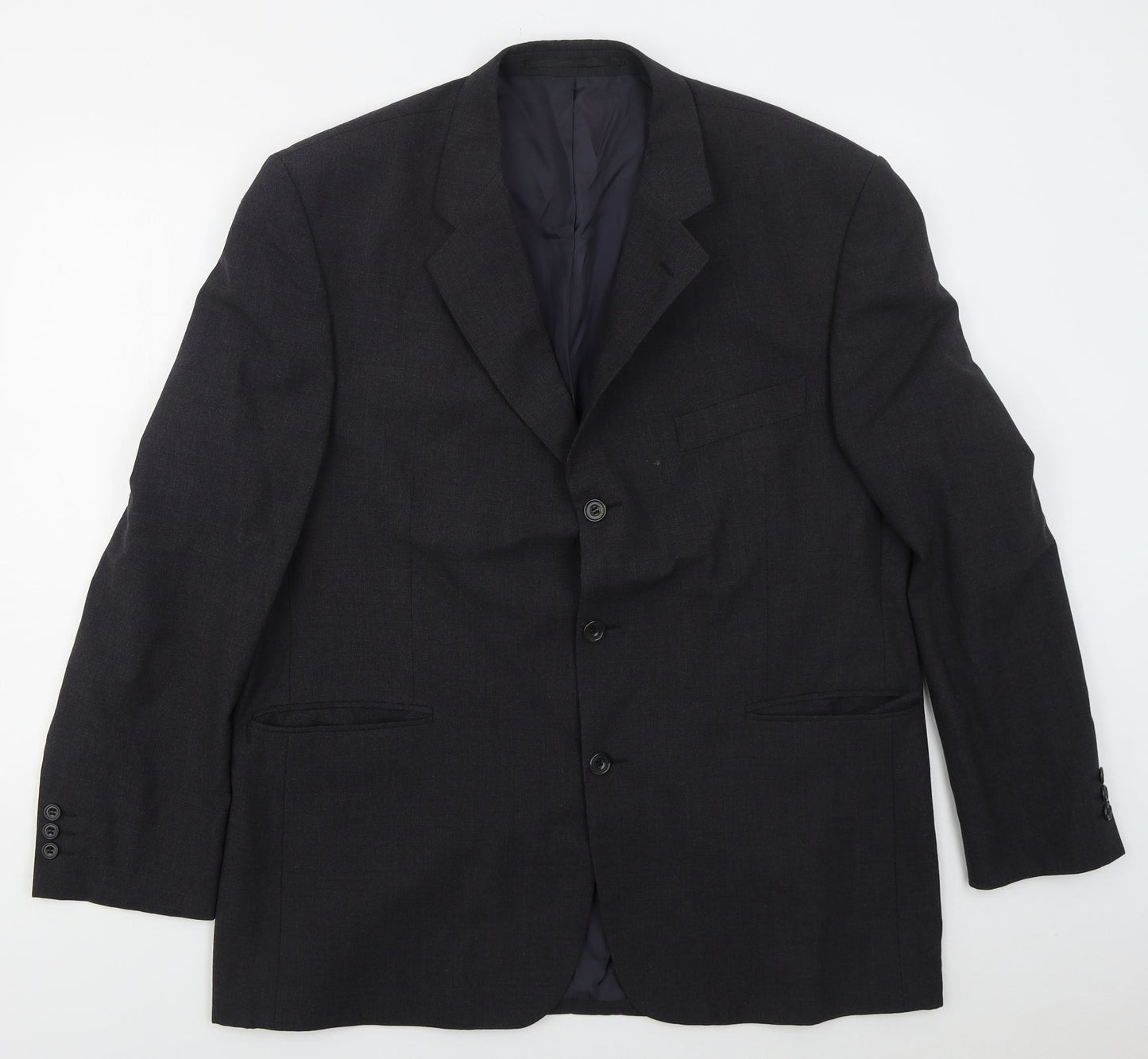 Label Mens Grey  Wool Jacket Suit Jacket Size 46